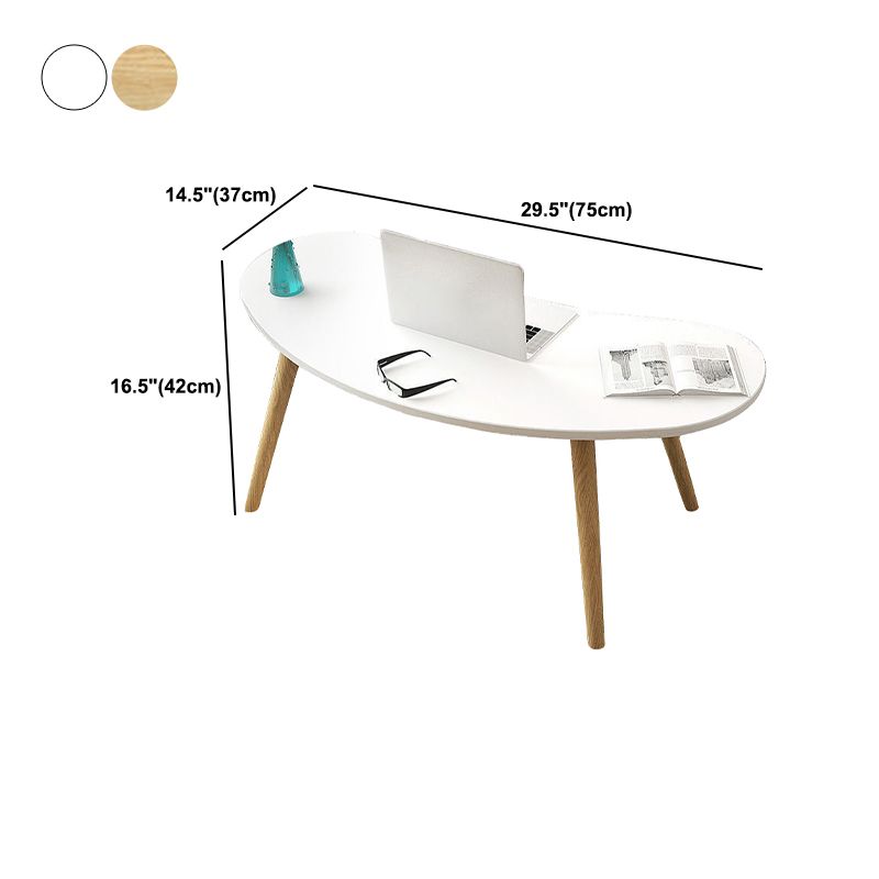 15.7"H Modern 4 Legs Wood Base White/Pink/Natural Irregular Top Coffee Table