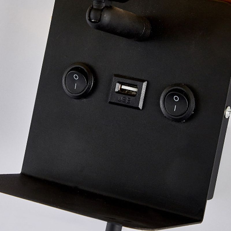 Metal Adjustable Modern Wall Sconce Rectangle Shape Wall Light with Fabric Shade for Study