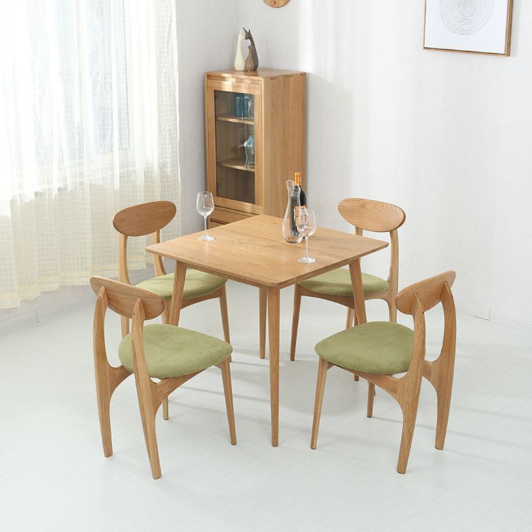 Industrial Style Dining Table Square Solid Wood Dining Table with 4 Legs