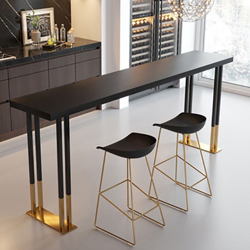 Glam Bar Height Table Solid Wood Top Bistro Bar Table with Double Pedestal Base