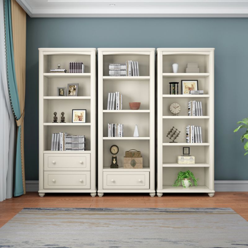 Wood Standard Bookshelf White Contemporary Bookcase with Shelves
