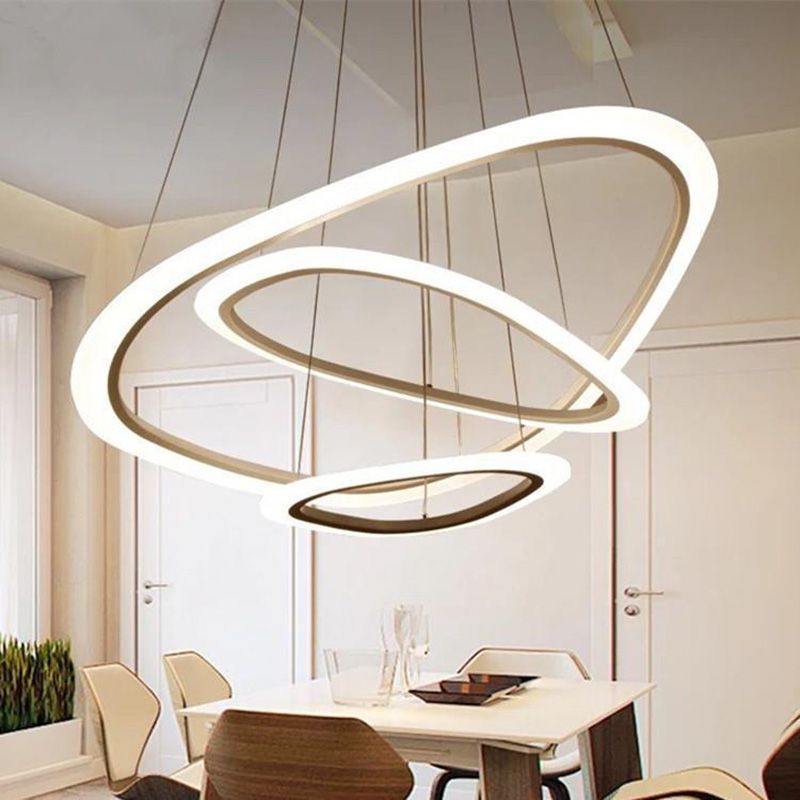 Postmodern Simplicity Triangle LED Chandelier Light Fixtures Acrylic Hanging Pendant Lights for Restaurant