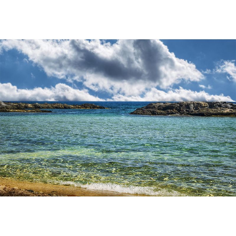 Seascape Wall Mural Moisture Resistant Wallpaper Wall Decor for Bathroom