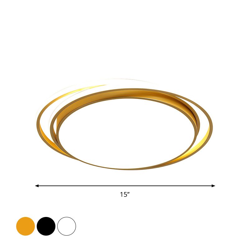 15 "/19" W W Extra - Thin Round Flush Light Minimalism Acrylic Hotel LED Tetto montato con Glowing Hoop in Black / White / Gold