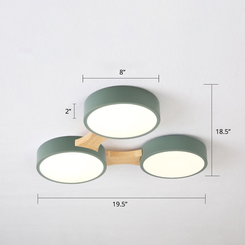 Macaron Creative Round Flush Lamp Acrylic Living Room LED Ceiling Mount Light Fixture
