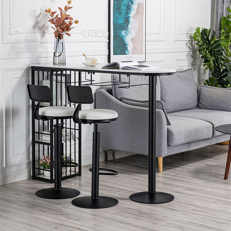 Glam Style Bar Table 1/3 Pieces Faux Marble Counter Table with Upholstered Stools