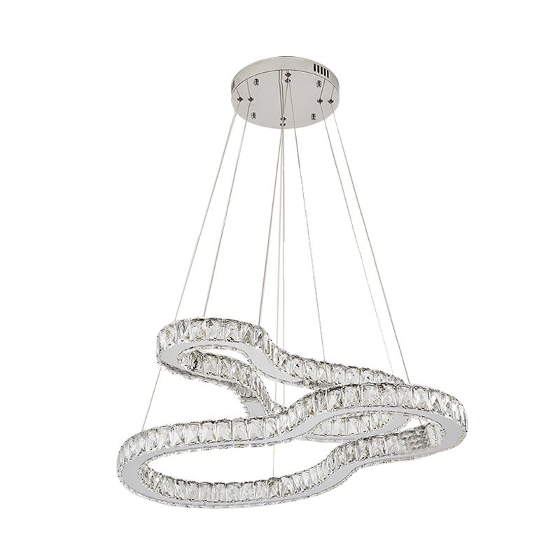 Ligera de lámpara de Chrome 2 Tiers Modernismo Biselado Cristal LED LEULDACE PARA DORMITORIO