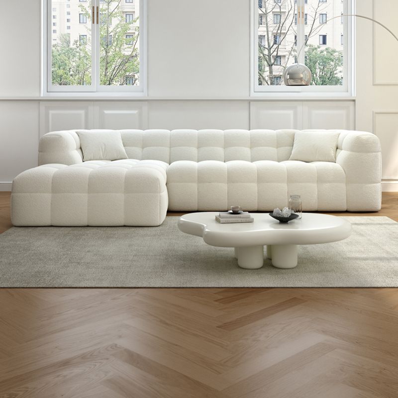 Scandinavian Living Room Sectional Sofas White L-Shape Modular Sleeper Sectional