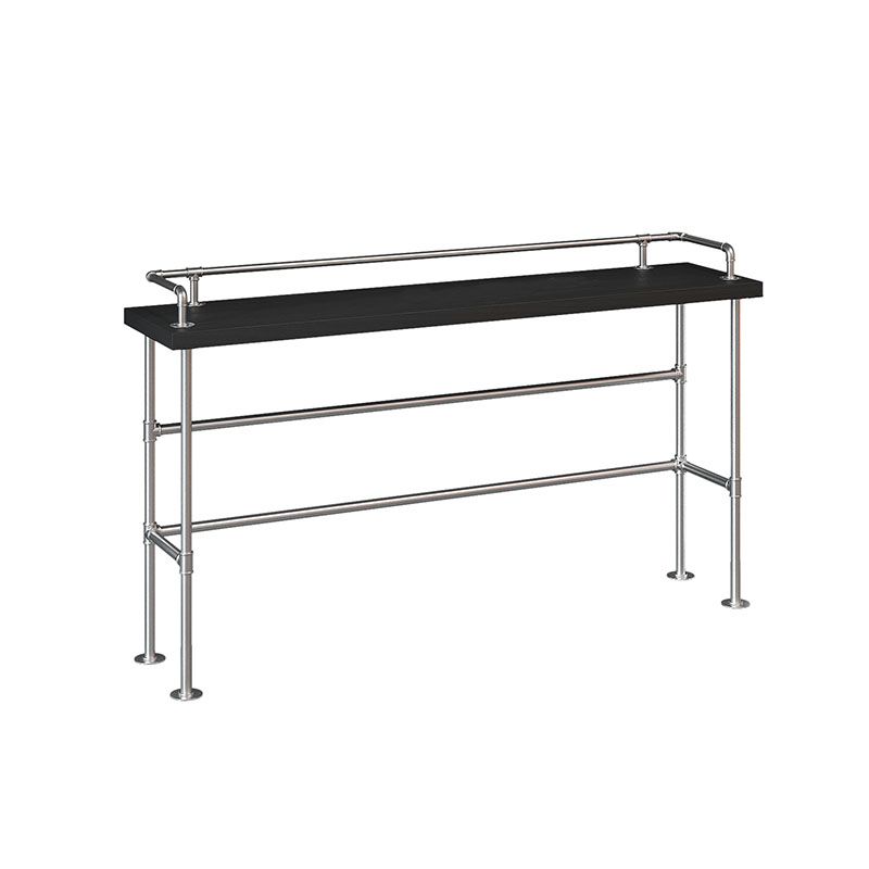 Industrial Black Wood Pub Table with Rectangle Table Top Silver Trestle Table - 42" H