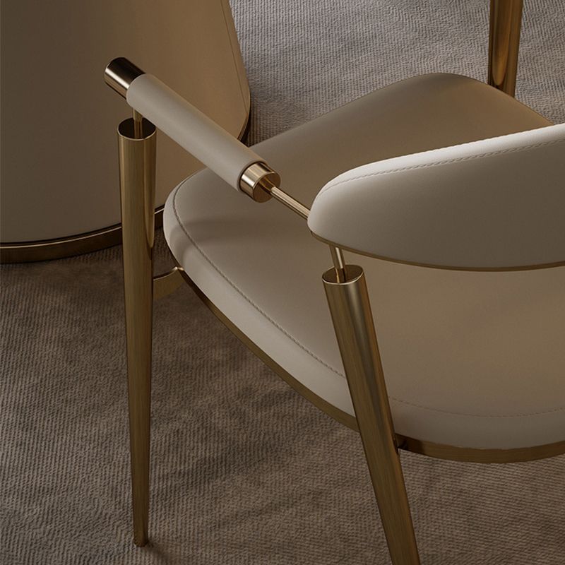 Glam Style Arm Chair Metal Open Back Dining Room Chair for Kitchen