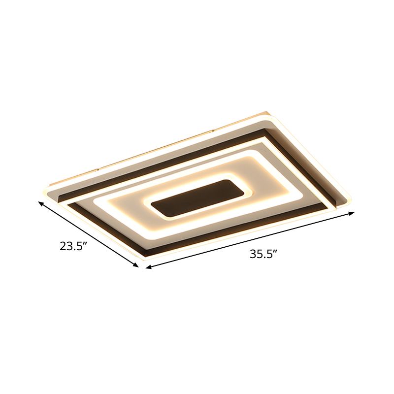 Tiered Rettangolo Sottile LED Soffitto Lampada Modernista Seduta Flush - Montaggio Light Fixture in Nero, Warm / White Light