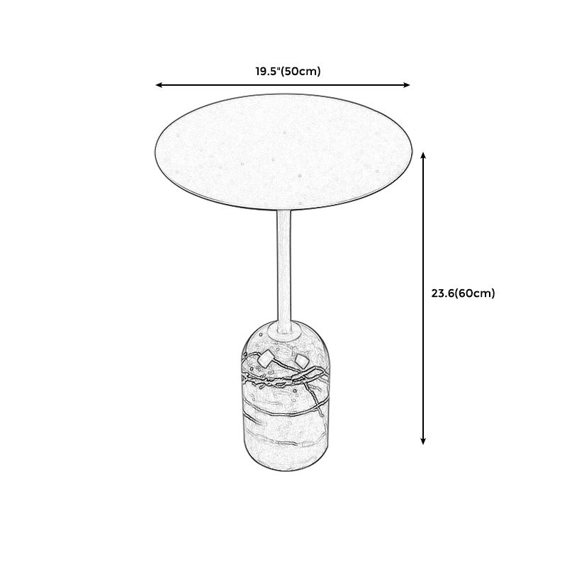 Contemporary Round Metal Side End Table Marble Pedestal Side Table