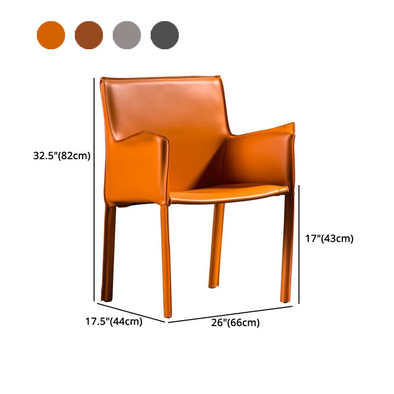 Designer Style Solid Back Chair Home Arm Matte Finish Leather Dining Chair