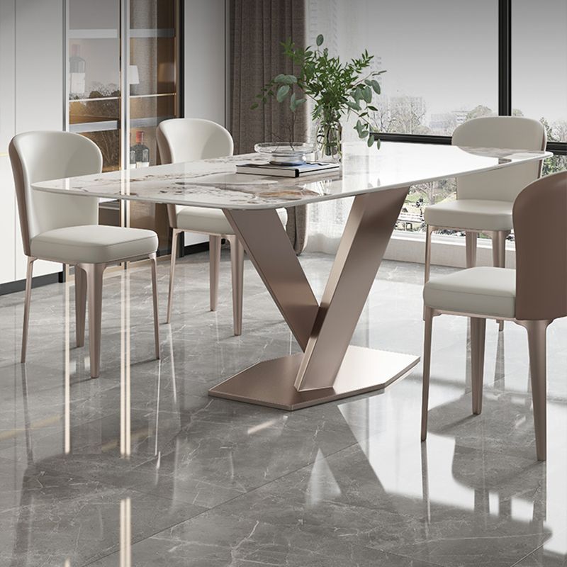 Modern Style Sintered Stone Top Dinette Set with Rectangle Table Table Dining Room Set