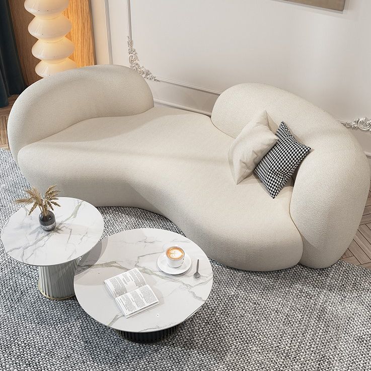 Beige Contemporary Standard Armless Sofa Curved Sofa for Living Room, Apartment