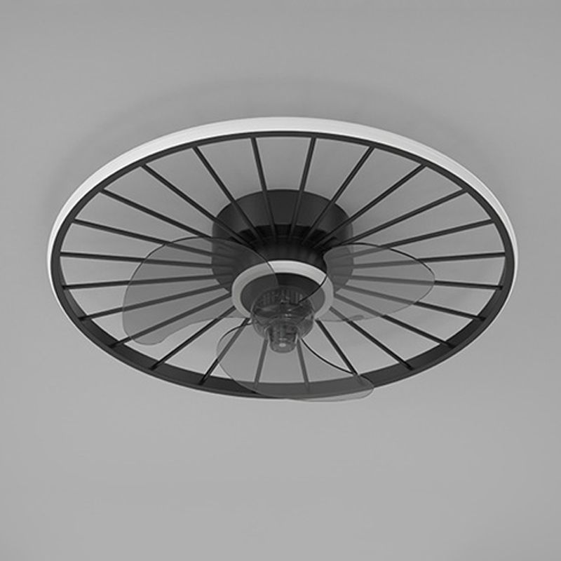 3-Blade Ceiling Fan White Contemporary Black/Golden Metal Fan with Light for Room