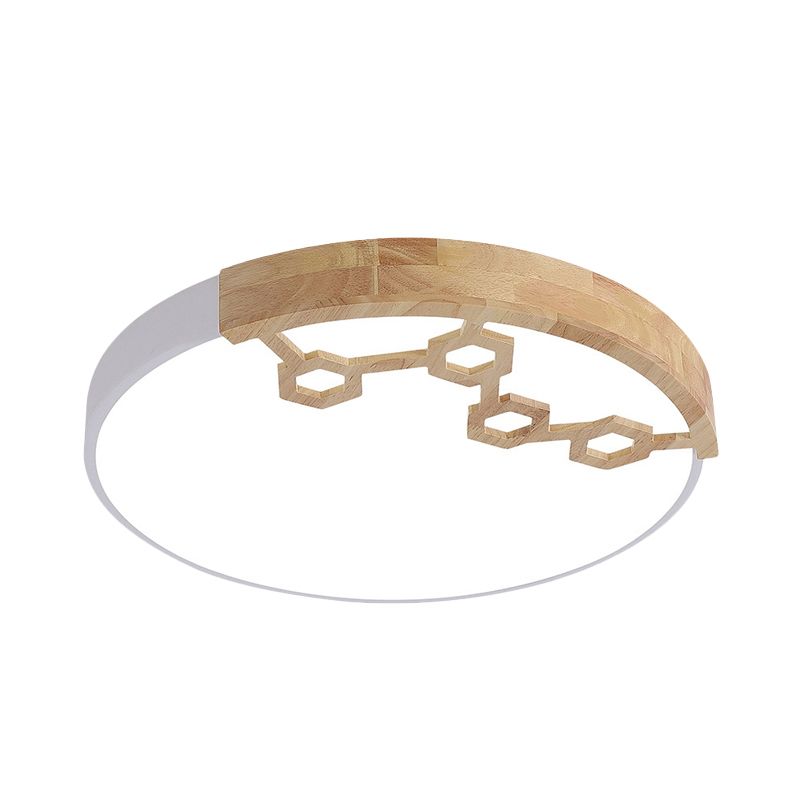 Acrylic Circle Flush Ceiling Light Simple LED Flush Mount Spotlight with Wood Design in Grey/White/Green