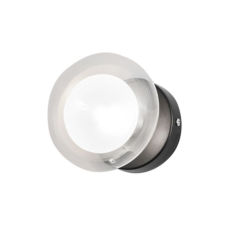 Spherical Sconce Light Contemporary Clear Glass 1/3-Light Black and Gold Wall Lamp