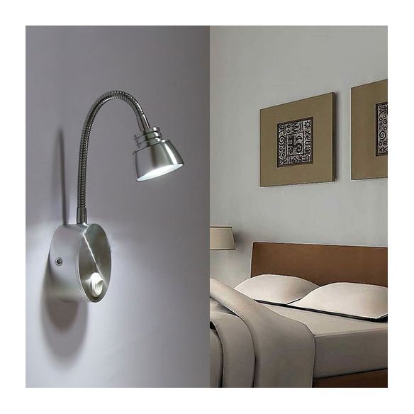 Aluminum Domed Wall Light Sconce Modern Warm/White Light LED Chrome Reading Wall Lamp with Adjustable Arm