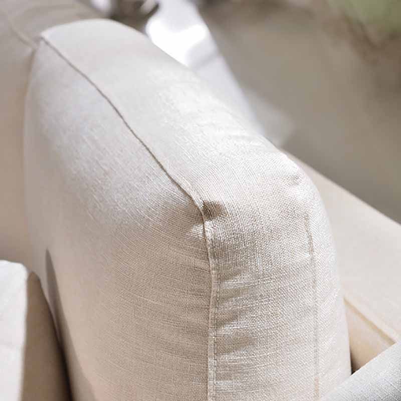 Contemporary Beige Sofa with Loose Back and Square Arms in Linen