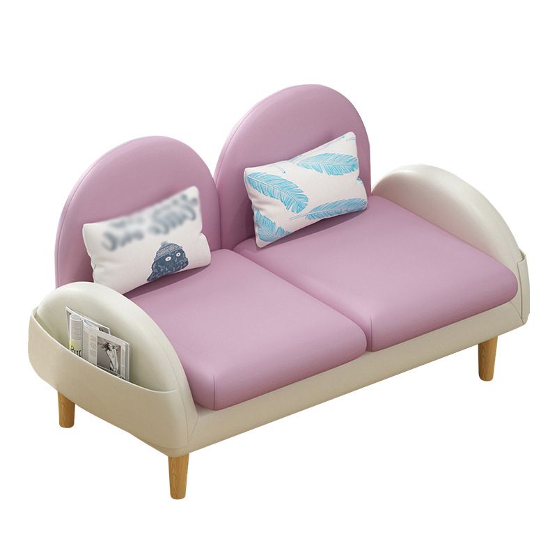 Faux Leather Pillow Back Sofa with Storage for Living Room and Apartment