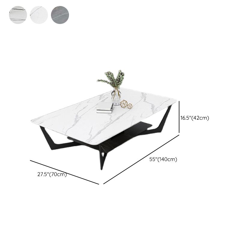 Cross Legs Slate Coffee Table Shelf Included Simple Single Cocktail Table