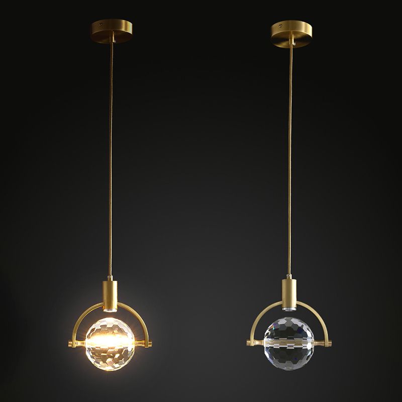 Accesorios de iluminación colgante de esfera de estilo de lujo modernos Cristal 1 luces de techo colgantes