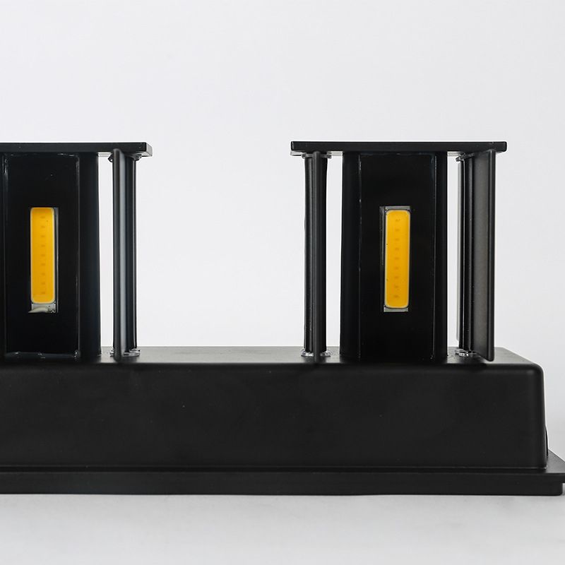 Black 4-Light LED Wall Lamp in Modern Simplicity Aluminium Rectangular Wall Light with Glass Shade
