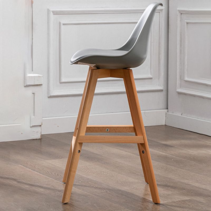 Contemporary Backrest Bar Stool Leather Wood 4 Legs Bar Stool , 1 Piece