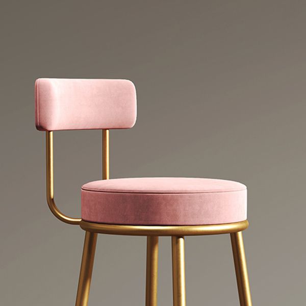 Glam Metal Barstool Fabric Counter Stool with 4 Legs in Matte Finish for Home