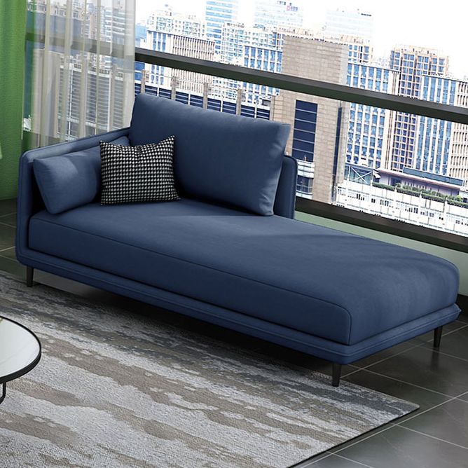 Modern Style Recessed Arms Chaise Living Room Faux Leather Chaise