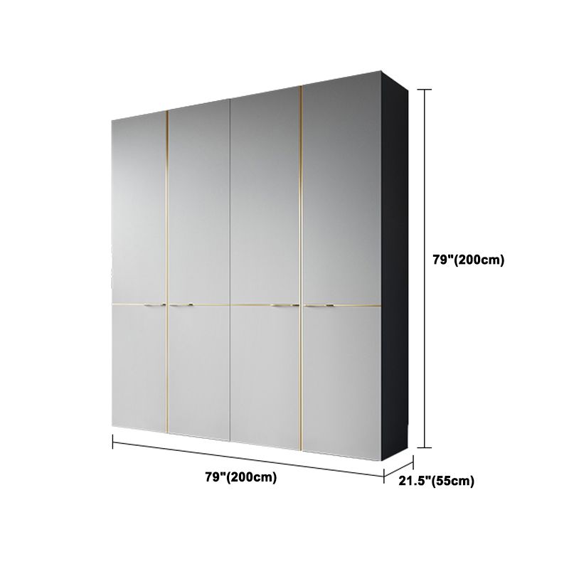 Contemporary Style Wardrobe Gray Colour Wooden Wardrobe Closet With Shelves