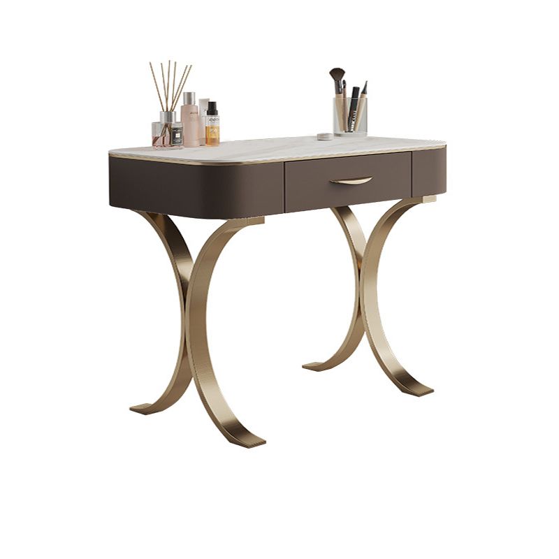 Wooden Glam Makeup Vanity Desk Beige Vanity Dressing Table Set with Drawer