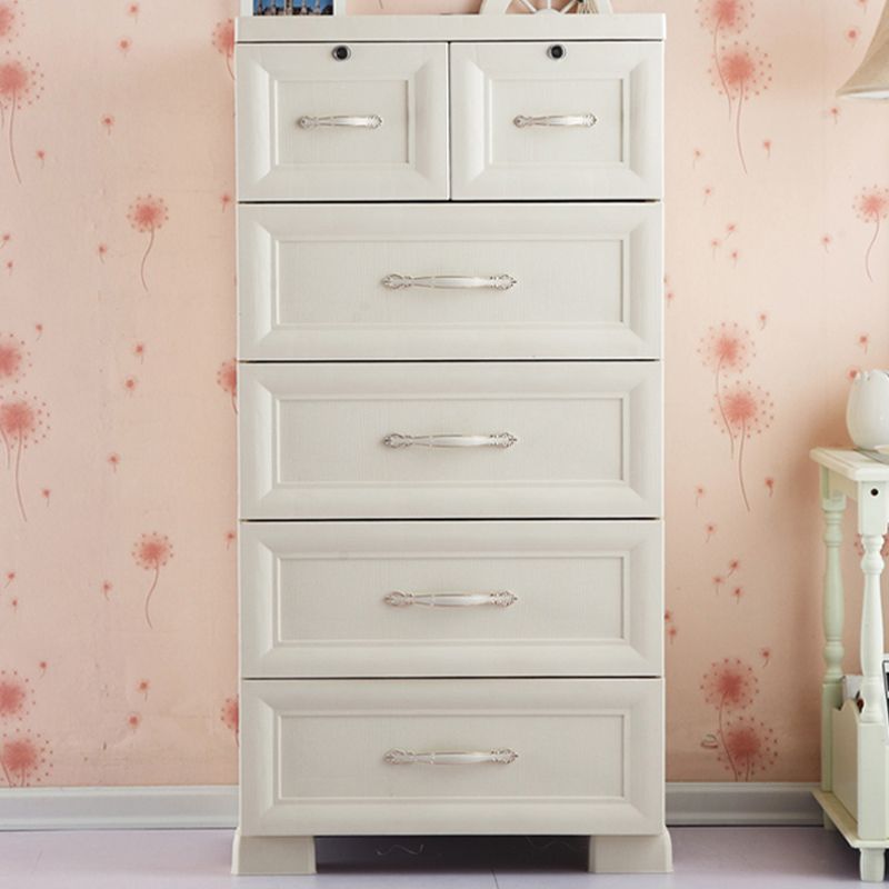 Modern Plastic Storage Cabinet for Bedroom Matte Finish Cabinet with 6 Drawers