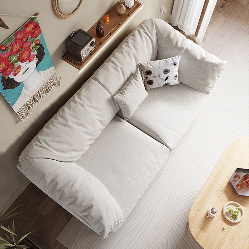 Living Room Cotton Couch Pillow Top Arm Sofa with Solid Wood Legs