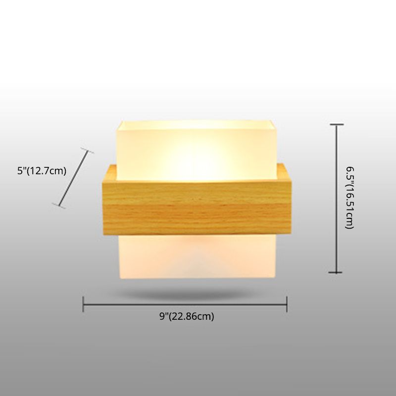 Gamique en bois de style minimalisme contemporain Éclairage d'éclairage de nuance en verre blanc givré pour chambre à coucher