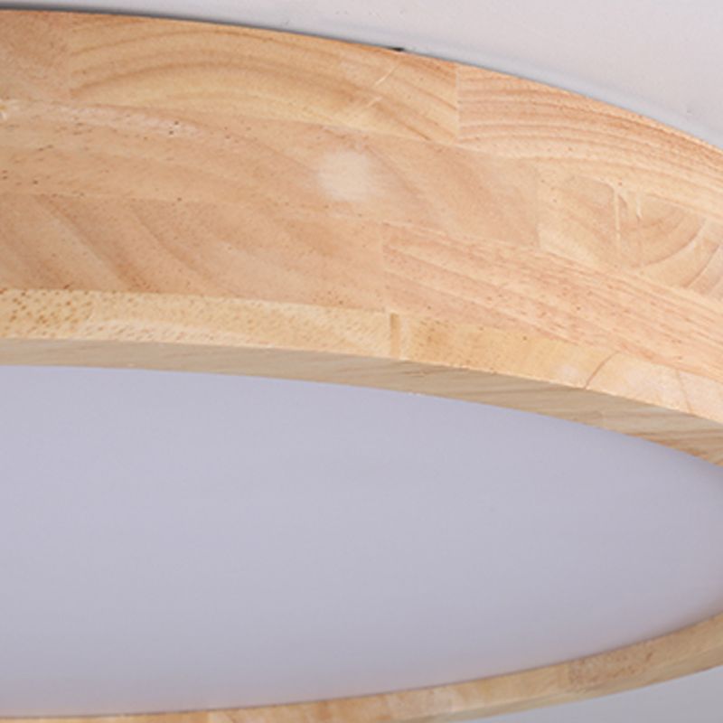 Luminaires de plafond affleurants contemporains en bois ronds montés au plafond