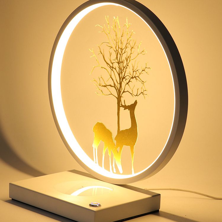Modern Style Circle Shape Table Light Metal 1 Light Nightstand Lamps for Bedside