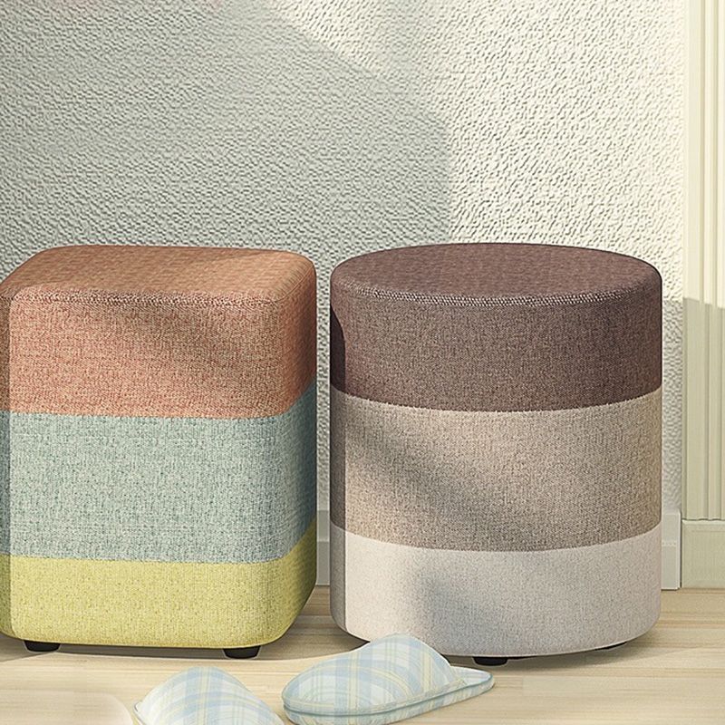 Color Panel Ottoman Removable and Washable Slipcover Modern Cotton Linen Ottoman