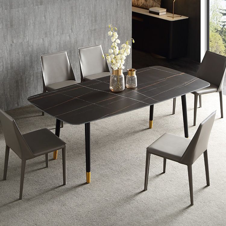 Modern Wood Legs Dinette Set 1/4/6/7 Pieces Rectangle Indoor Dining Table Set in Black