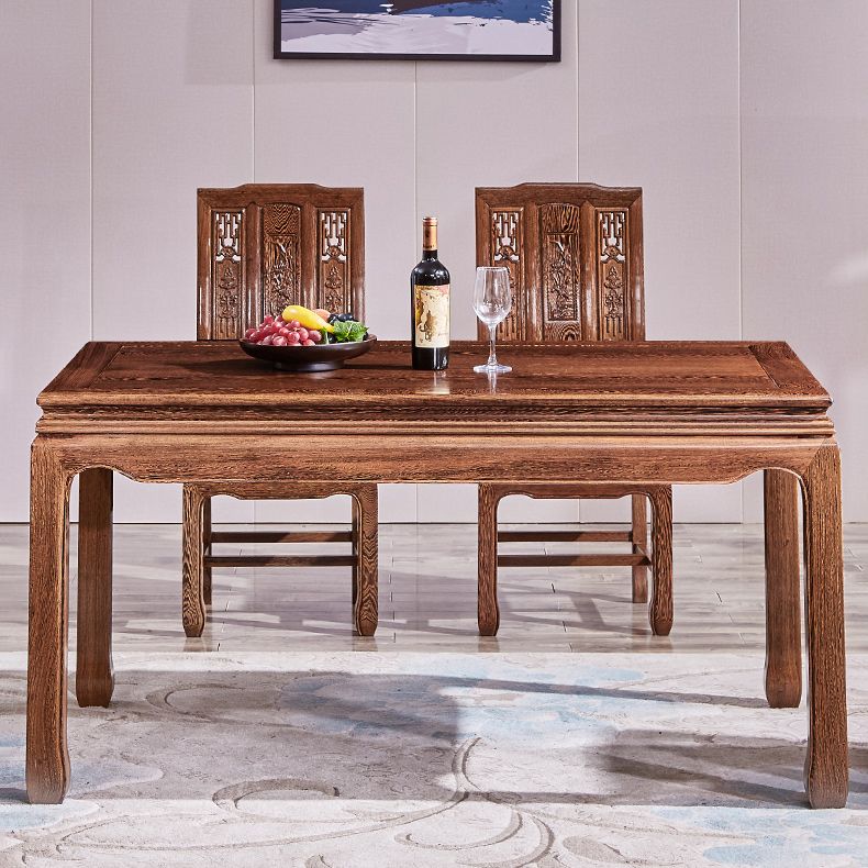 Traditional Style Solid Wood Dining Set with Fixed Rectangle Shape Table and 4 Legs Base