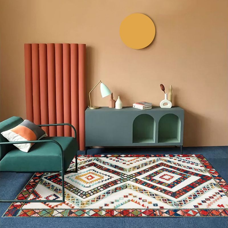 Orange Modern Rug Polyester Graphic Indoor Rug Non-Slip Backing Rug for Home Decor