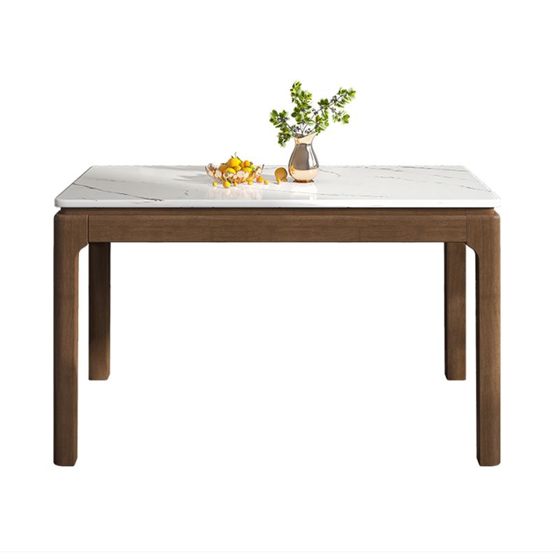 Mesa de comedor de mármol estilo mediados de siglo, mesa rectangular con base de 4 patas para el hogar
