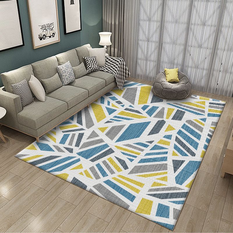 Scandinavian Living Room Rug Multi Color Geometric Print Indoor Rug Synthetics Non-Slip Pet Friendly Area Carpet