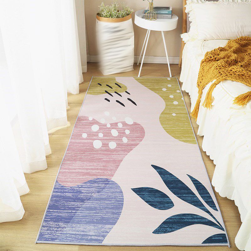 Lichtroze minimalistisch tapijten Polyester grafisch vloerkleed niet-slip achterste tapijt voor woningdecoratie