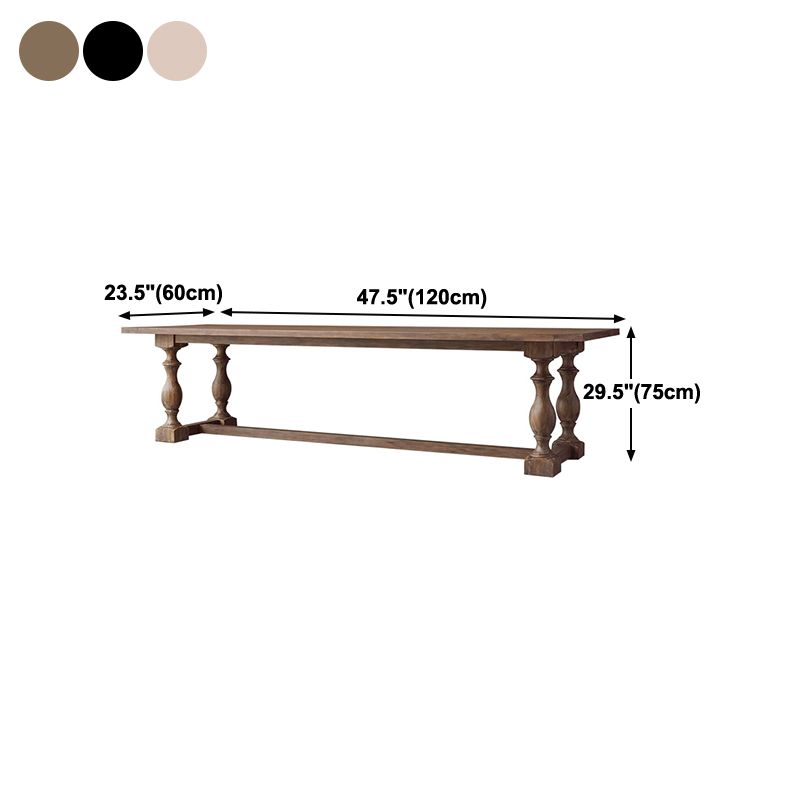 Industrial Pine Wood Dining Table Rectangle Kitchen Table with Trestle Base