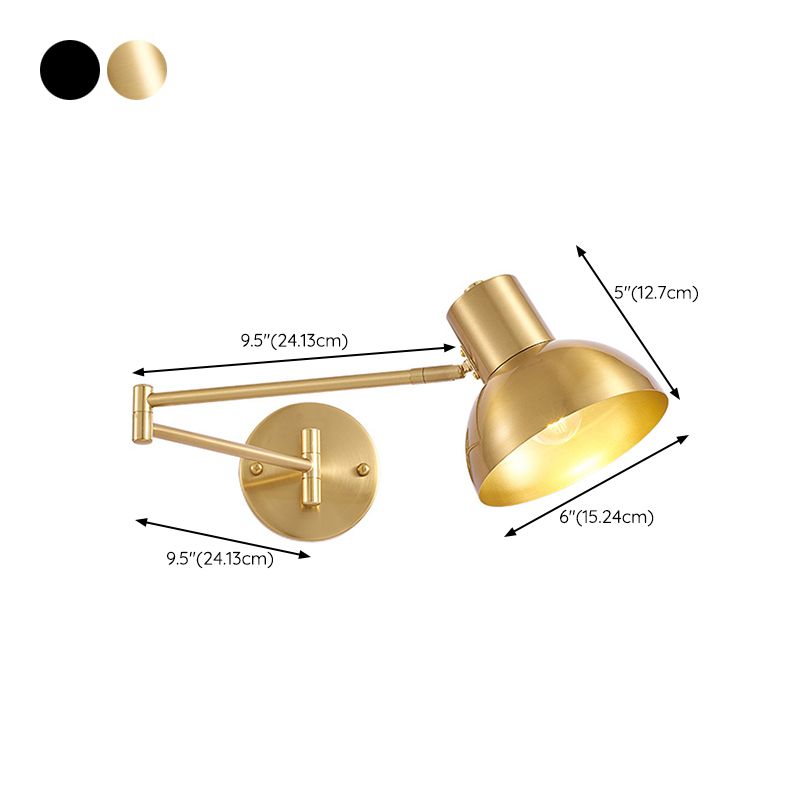 Modern Style Swing Arm Wall Lamp Metal 1 Light Sconces for Bedroom
