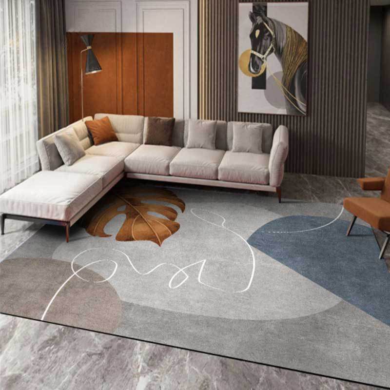 Gray Modern Carpet Polyester Constrast Color Carpet Washable Carpet for Living Room