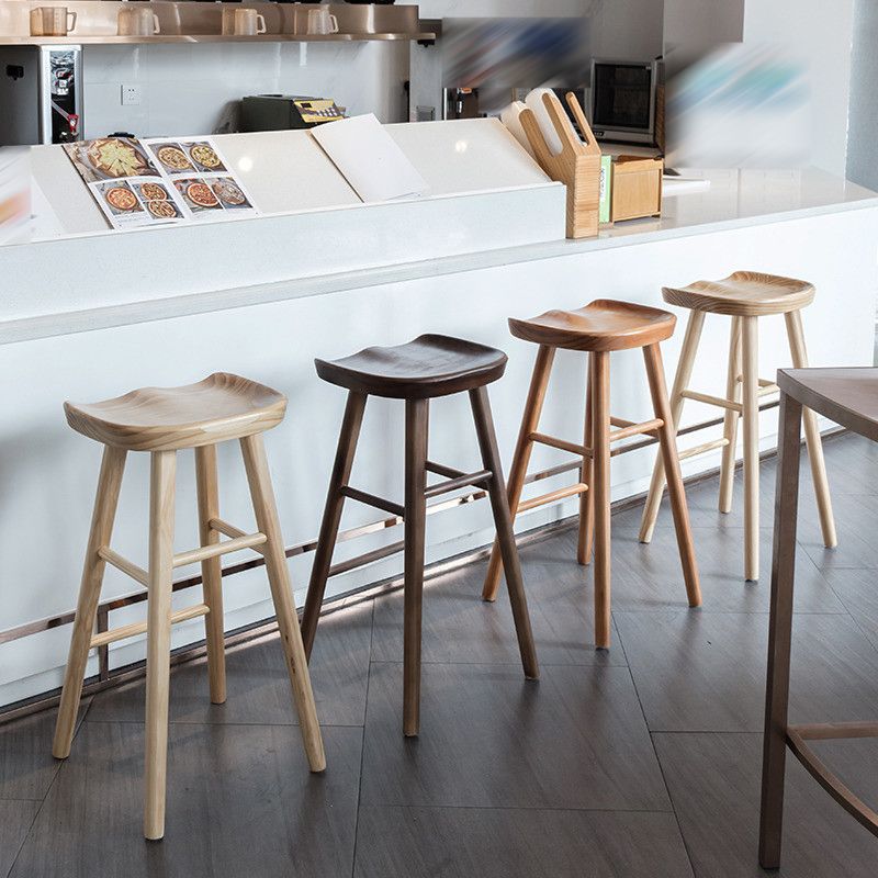 Taburete de bar de madera maciza de estilo moderno con reposapiés, taburete de bar simple para sala de estar, 30 pulgadas
