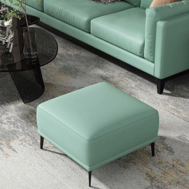 Contemporary Ottoman Faux Leather Stain Resistant Square Ottoman with 4 Legs